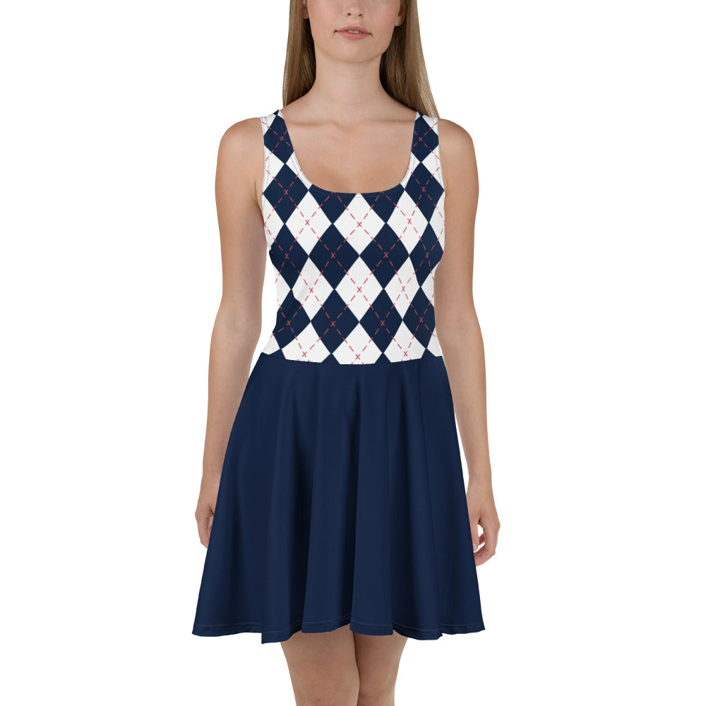 Lovely Red Collection sleeveless skater dress with flared mid-thigh skirt elastic waistline smooth stretch fabric