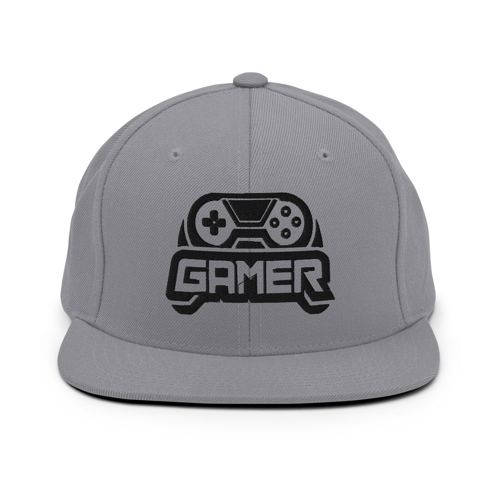 Gamer SnapBack Hat embroidered 6-panel high-profile flat brim green undervisor adjustable snap closure 80% acrylic 20% wool