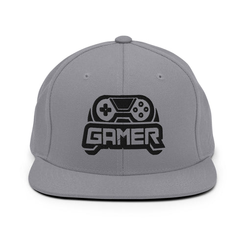 Gamer SnapBack Hat embroidered 6-panel high-profile flat brim green undervisor adjustable snap closure 80% acrylic 20% wool